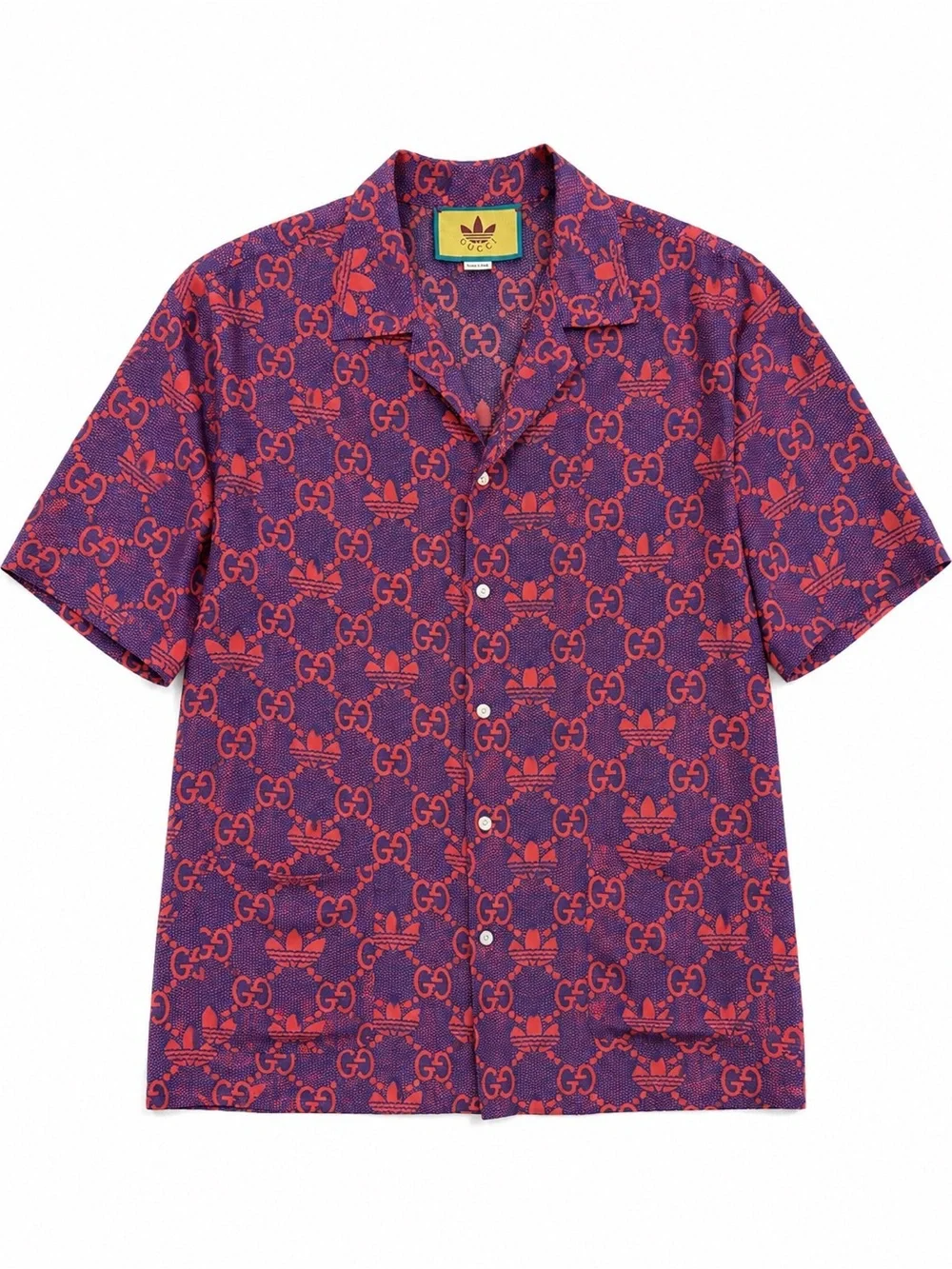 adidas x Gucci GG Trefoil Silk Shirt & Shorts Set IT 50